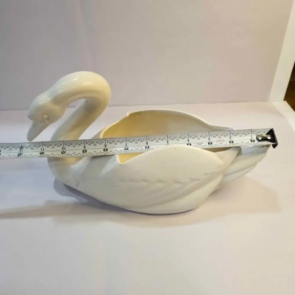 Vintage White Ceramic Swan Planter